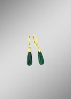 Schlichte Ohrhänger mit echt Malachit