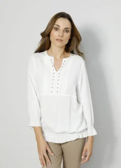 Schlupfbluse mit Rüschen