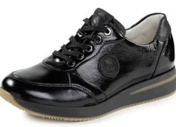 Schnür-Sneaker aus genarbtem Nappaleder