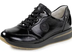 Schnür-Sneaker aus genarbtem Nappaleder