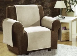 Sessel-,Couch- und Armlehnenschoner mit Veloursbandeinfassung