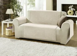 Sessel-,Couch- und Armlehnenschoner mit Veloursbandeinfassung