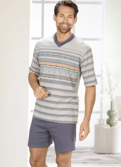 Set: Schlafanzug und Shorty mit V-Ausschnitt