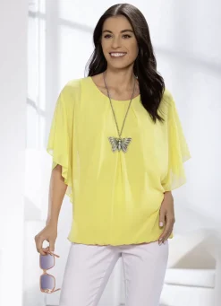 Shirt mit Chiffon-Überwurf in 2 Farben