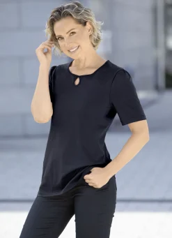 Shirt mit dekorativem Halsausschnitt in 3 Farben