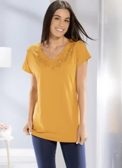 Shirt mit dekorativer Strasssteinzier