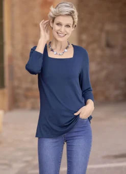 Shirt mit flottem Karreè-Ausschnitt in 3 Farben