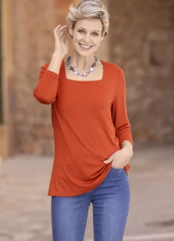 Shirt mit flottem Karreè-Ausschnitt in 3 Farben