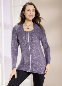 Shirtjacke mit silberfarbenem Druck