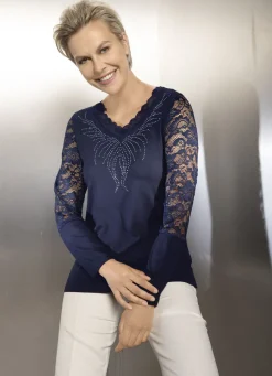 Shirt-Tunika mit edler Spitze