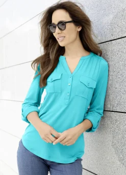 Shirt-Tunika mit Stehkragen