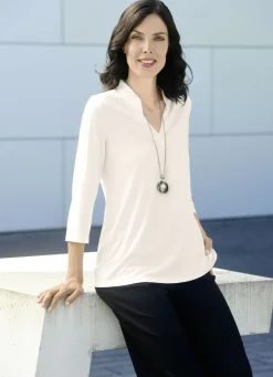 Shirt-Tunika mit Stehkragen