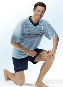 Shorty mit V-Ausschnitt und Stickereischriftzug