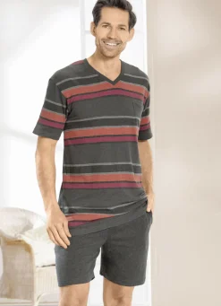 Shorty mit V-Ausschnitt und Ringeldessin