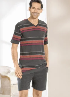 Shorty mit V-Ausschnitt und Ringeldessin