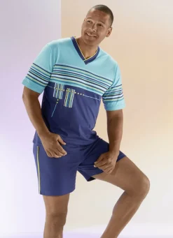 Shorty mit V-Ausschnitt und Ringeldessin