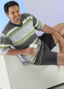 Shorty mit V-Ausschnitt und Ringeldessin