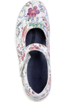 Slipper aus floral bedrucktem Leder