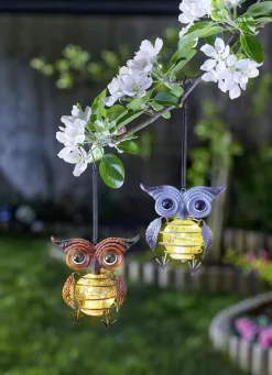 Solar-Eulen-Hänger, 2er-Set