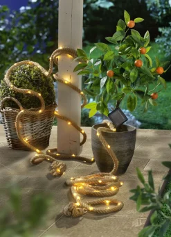 Solar-Lichterkette im Hanfseil-Design