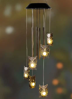 Solar-Windspiel mit Eulen