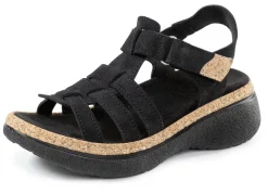 Stegspangen-Sandale mit Kork-Besätzen