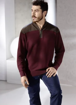 Stehkragenpullover mit Strukturmix
