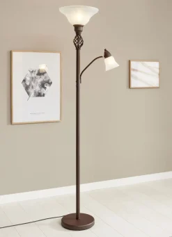 Stehleuchte aus Metall mit Glasschirmen