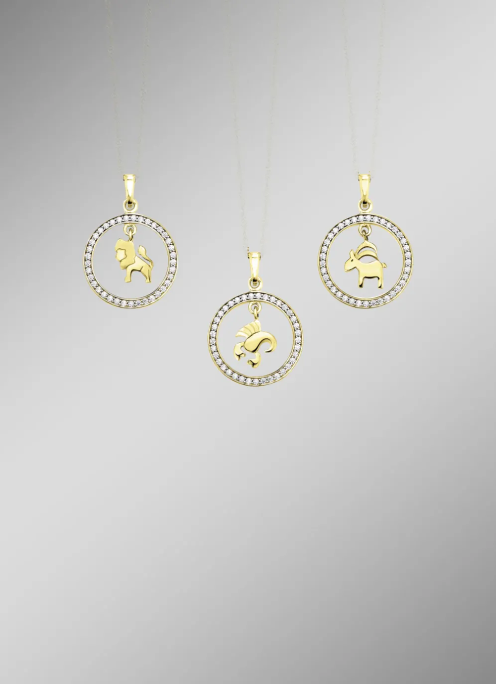 Sternzeichen-Anhänger aus Gold mit Zirkonia
