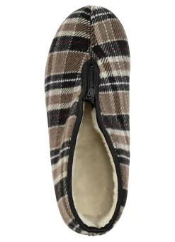 Stiefelette aus kariertem Textilmaterial