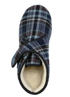 Stiefelette aus kariertem Textilmaterial