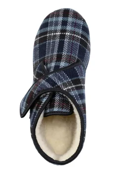 Stiefelette aus kariertem Textilmaterial