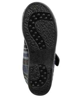 Stiefelette aus kariertem Textilmaterial