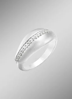 Stilvoller Damenring mit synth. Zirkonia