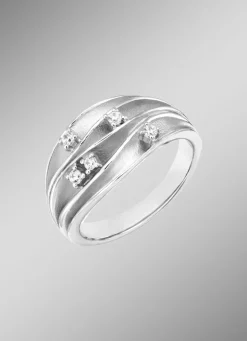 Stilvoller Damenring mit synth. Zirkonia