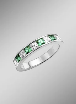 Strahlende Eleganz: Damenring mit synth. Zirkonia und Glassteinen