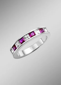 Strahlende Eleganz: Damenring mit synth. Zirkonia und Glassteinen