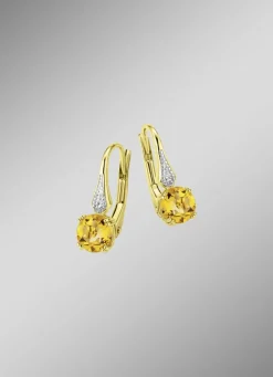 Strahlende Ohrringe mit echtem Weißtopas und echtem Citrin