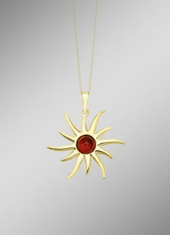 Strahlender Sonnenanhänger mit echtem Bernstein