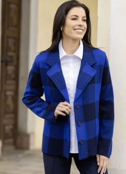 Strickblazer in grafischem Jacquardmuster