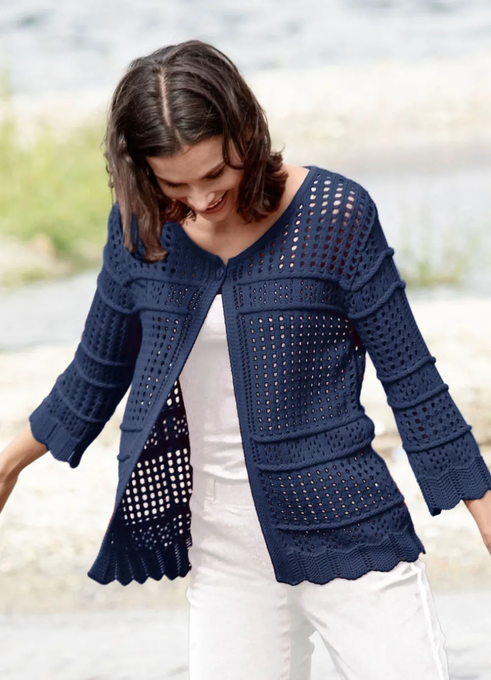 Strickjacke mit Ajourmuster