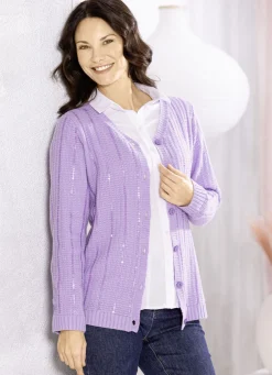 Strickjacke mit edler Paillettenzier