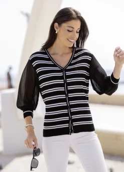 Strickjacke mit feinen Chiffonärmeln