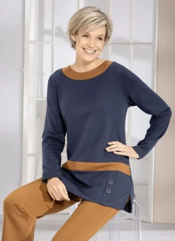 Sweatshirt mit Kontrastblende in 2 Farben