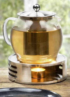 Tee-Set mit Stövchen aus Edelstahl