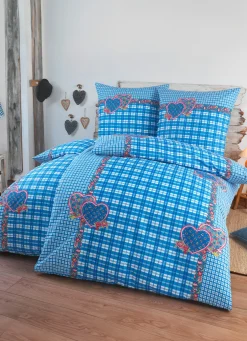 4-teiliges Bettwäsche-Set mit rustikalem Karodessin
