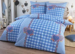 4-teiliges Bettwäsche-Set mit rustikalem Karodessin
