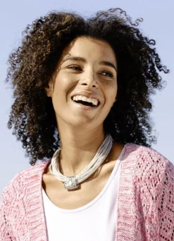 Textilkette mit Kristallstein Anhänger