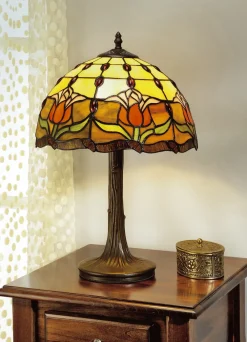 Tiffany-Leuchte, 1-flammig mit durchgefärbten Tiffany-Glasstückchen