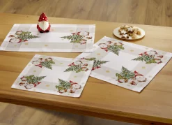 Tischdecke mit weihnachtlichem Wichtel-Dessin